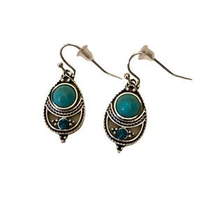 Yaomiao Crystal Dangle Cubic Zirconia Water Drop Earrings Women's Silver/Blue